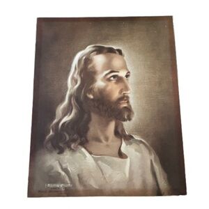Classic Religious Portrait Canvas in Cream and Brown Tones